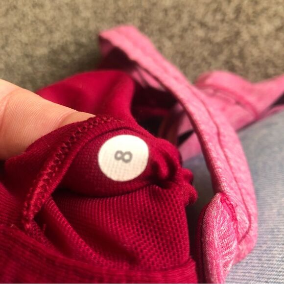 LULULEMON SPORTS BRA RED AND PINK CROSSBACK SIZE 8 - Picture 6 of 6